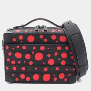 Pre Owned Louis Vuitton LV x YK Handle Soft Trunk Black Red Taurillon Monogram Leather Top Handle Bag