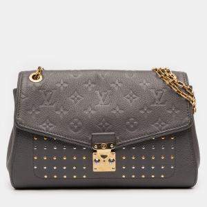 Pre Owned Louis Vuitton Grey Monogram Empreinte Studded Saint Germain PM