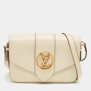 Pre Owned Louis Vuitton Cream Leather LV Pont 9 Bag