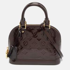Pre Owned Louis Vuitton Terre D’Ombre Monogram Vernis Alma BB Bag