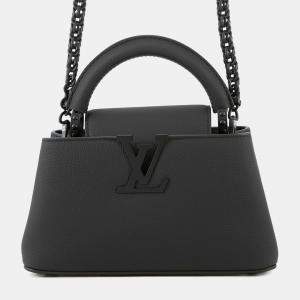 مملوكة مسبقًا Louis Vuitton Capucines EW Mini Black Taurillon Leather Top Handle Bag