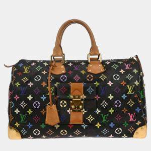 Pre Owned Louis Vuitton Speedy 40 Black Multicolor Monogram Canvas Top Handle Bag
