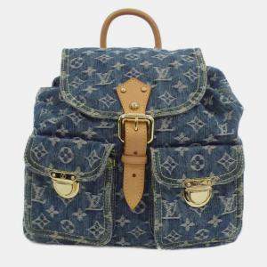 Pre Owned Louis Vuitton Monogram Sac A Dos GM Blue Denim Backpack