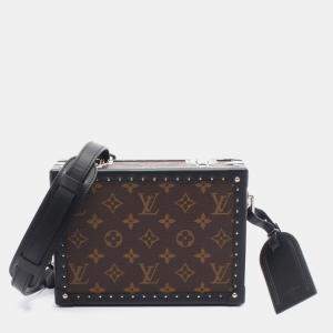 Pre Owned Louis Vuitton Monogram Macassar Clutch Box Shoulder Bag In Coated Canvas And Leather Brown Black