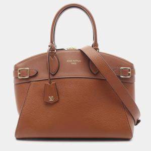 Pre Owned Louis Vuitton Vendome MM Gold Brown Taurillon Leather Top Handle Bag