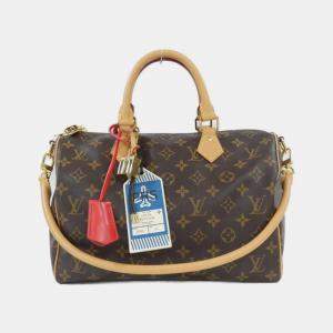 Pre Owned Louis Vuitton Monogram Speedy Bandouliere 30 Brown Monogram Coated Canvas Boston Bag