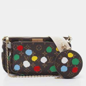 Pre Owned Louis Vuitton x YK Multi Pochette Accessoires Monogram Brown Multicolor Coated Canvas Leather Shoulder Bag