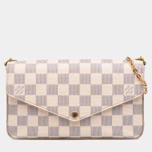 مملوكة مسبقًا Louis Vuitton Pochette Felicie Blue, White Damier Azur Canvas Wallet on Chain Bag