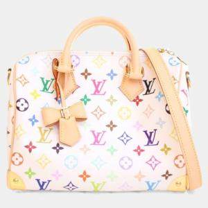 Pre Owned Louis Vuitton x Takashi Murakami Monogram Multicolor Speedy Bandouliere 25 Monogram Canvas Top Handle Bag