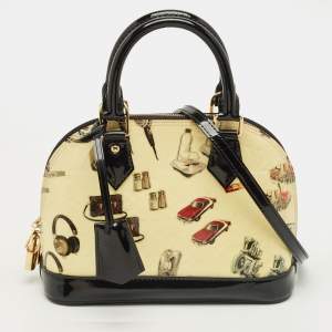 Pre Owned Louis Vuitton Citrine/Black Monogram Vernis Stickers Alma BB Bag