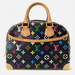 Pre Owned Louis Vuitton Trouville Black, Beige, Multicolor Monogram Multicolor Canvas Top Handle Bag
