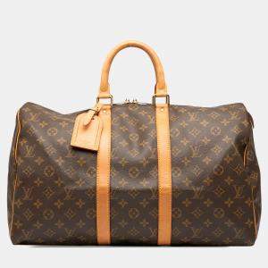 Pre Owned Louis Vuitton Brown Monogram Keepall 45