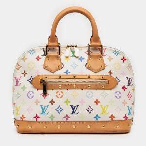 Pre Owned Louis Vuitton White Monogram Multicolore Alma PM