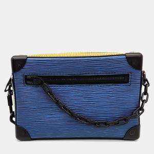 Pre Owned Louis Vuitton Black Blue Leather Epi Mini Soft Trunk Crossbody Bag