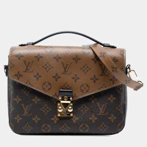 Pre Owned Louis Vuitton Brown Monogram Reverse Pochette Metis