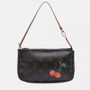 مملوكة مسبقًا Louis Vuitton Brown Takashi Murakami Monogram Cherry Pochette Accessoires