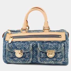 Pre Owned Louis Vuitton Neo Speedy Blue/Yellow Monogram Denim