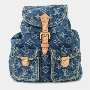 Pre Owned Louis Vuitton Sac Ad Blue/Yellow Monogram Denim Size Pm