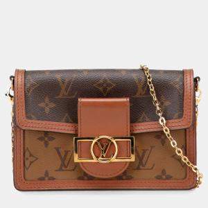Pre Owned Louis Vuitton Brown Monogram Reverse Dauphine Wallet on Chain