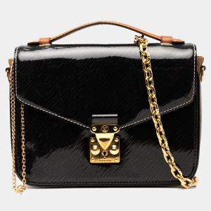 Pre Owned Louis Vuitton Black Shiny Epi Leather and Monogram Reverse Mini Pochette Metis