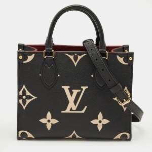 Pre Owned Louis Vuitton OnTheGo Pm Black/Beige Empreinte Leather Bag