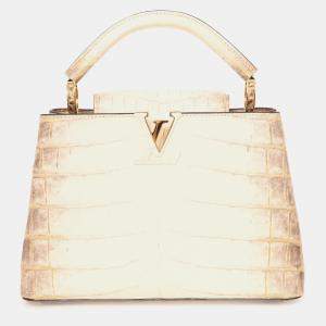 Pre Owned Louis Vuitton 2022 Himalayan Niloticus Crocodile Capucines BB Top Handle with Strap