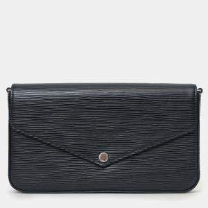 Pre Owned Louis Vuitton 2022 Black Epi Leather Felicie Pochette Bag With Inserts