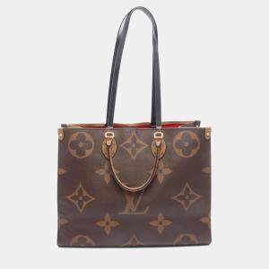 Pre Owned Louis Vuitton On The Go GM Brown Monogram Giant Reverse Canvas Shoulder Bag