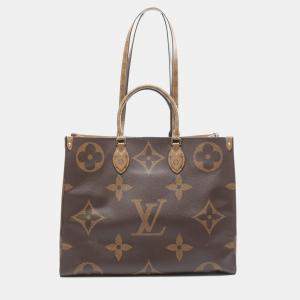 Pre Owned Louis Vuitton On The Go GM Brown Monogram Giant Reverse Canvas Tote Bag