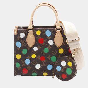 مملوكة مسبقًا Louis Vuitton On The Go MM Yayoi Kusama Brown Monogram Canvas Tote Bag