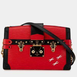 مملوكة مسبقًا Louis Vuitton Epi Trunk Clutch Bag Rouge Black Leather