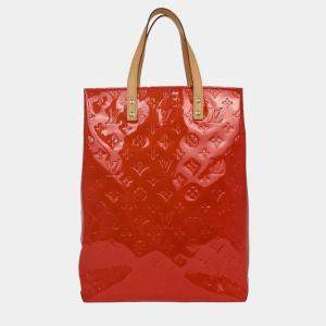 Pre Owned Louis Vuitton Red Vernis Reade MM Tote Handbag