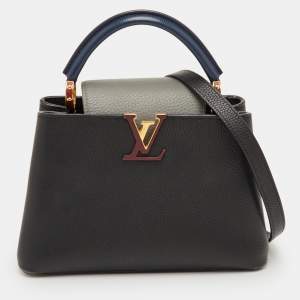 Pre Owned Louis Vuitton Capucines BB Black/Grey Taurillon Leather Bag
