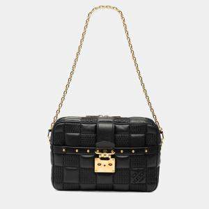 Pre Owned Louis Vuitton Black Damier Quilt Lambskin Troca MM