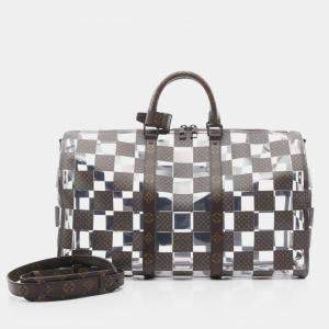 مملوكة مسبقًا Louis Vuitton Keepall Bandouliere 50 Boston Bag Coated Canvas Brown Clear