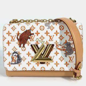 Pre Owned Louis Vuitton Monogram Cat Sack Twist Mm Chain Bag With Double Shoulder In Canvas Multicolor and White