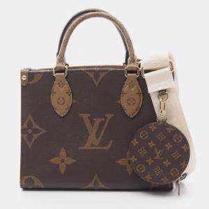 Pre Owned حقيبة يد لوي فيتون أون ذا غو مونوجرام جلد مغلف بني بيج صغيرة