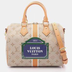 مملوكة مسبقًا Louis Vuitton Speedy Bandouliere 25 Handbag Coated Canvas And Leather Monopanum Canvas Beige