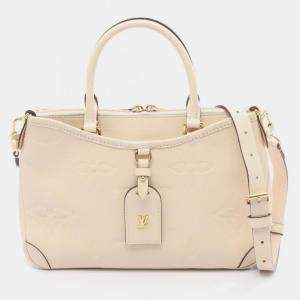 Pre Owned Louis Vuitton Trianon Pm Handbag In Monogram Empreinte Leather Beige