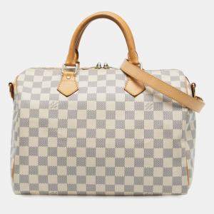 Pre Owned Louis Vuitton White Damier Azur Speedy Bandouliere 30