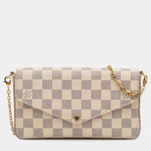 مملوكة مسبقًا Louis Vuitton White Damier Azur Pochette Felicie