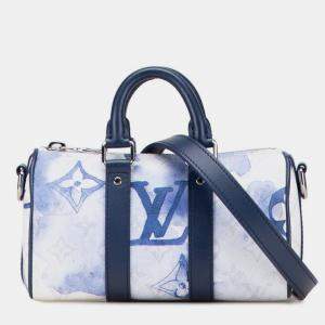 مملوكة مسبقًا Louis Vuitton Monogram Watercolor Keepall Xs Handbag/Shoulder Bag White/Blue Leather