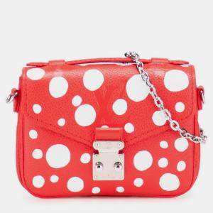 Pre Owned Louis Vuitton X Yayoi Kusama Monogram Empreinte Metis Handbag/Shoulder Bag Red And White Leather