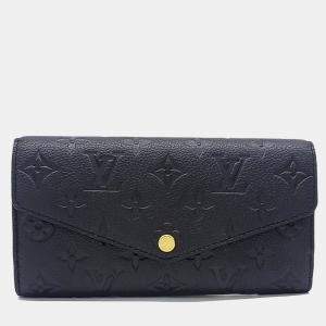 مملوكة مسبقًا Louis Vuitton Black Leather Empreinte Sarah Wallet