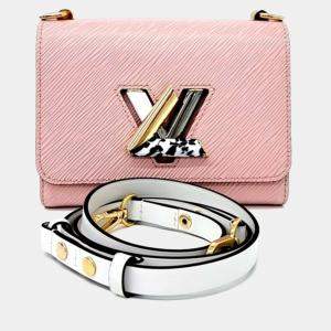 Pre Owned Louis Vuitton Pink White Leather Epi Twist PM