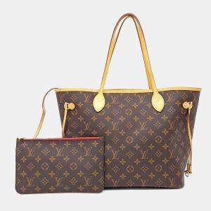 مملوكة مسبقًا Louis Vuitton Brown Coated Canvas Monogram Neverfull NM MM
