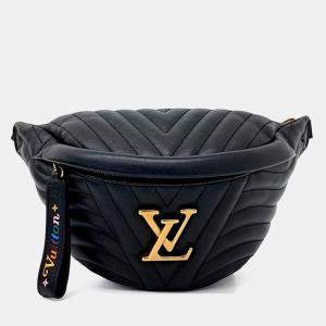 Pre Owned Louis Vuitton Black Leather New Wave Bum Bag