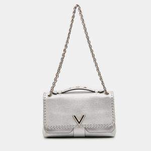 مملوكة مسبقًا Louis Vuitton Silver Metallic Cuir Plume Ecume Very Chain Bag