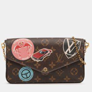 مملوكة مسبقًا Louis Vuitton Brown Monogram World Tour Pochette Felicie
