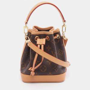 Pre Owned Louis Vuitton Nano Noe Brown Monogram Canvas Shoulder Bag